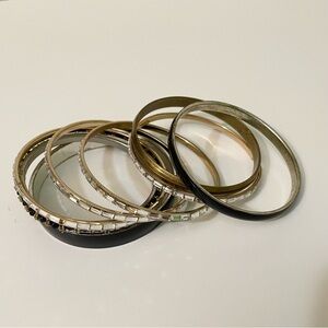 Boho Chic Mixed Metal Bangle Set Stackable Bracelets